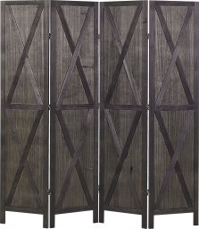 Beliani 4-panelowy składany parawan pokojowy drewniany 170 x 163 cm ciemnobrązowy RIDANNA