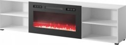 Cama Meble Szafka RTV POLO 200x33x50,5 biały + kominek czarny
