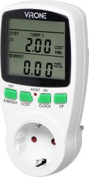 Orno Dwutaryfowy watomierz, kalkulator energii z wyświetlaczem LCD, 2 oddzielne taryfy, wewnętrzny akumulator, wersja Schuko