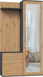 Topeshop Garderoba, szafa, lustro, duo, 100x35x180 cm, antracyt, dąb artisan, mat