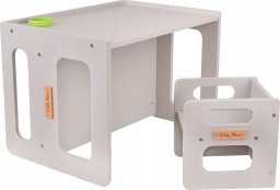 KiddyMoon Stolik + krzesło TC-001 MDF grey 61x44x44/30x30x30 Mebel zestaw mebelków