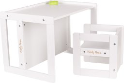 KiddyMoon KiddyMoon Stolik + krzesło TC-002 white 61x44x44/30x30x30 Mebel zestaw mebelków