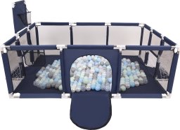 Selonis Boisko BO-100X z piłeczkami 6cm granatowy: perła-szary-transparent-babyblue-mięta 180x122x62/900piłek Zabawka kojec