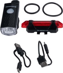 Dunlop ZESTAW LAMP ROWEROWYCH LED PRZÓD I TYŁ DUNLOP ŁADOWANIE USB