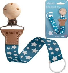 Akuku A0584 Tasiemka do smoczka Gwiazdki srebrne