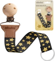 Akuku A0585 Tasiemka do smoczka GWIAZDKI ZŁOTE