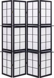 Beliani 4-panelowy składany parawan pokojowy drewniany 170 x 120 cm czarny GOMAGOI