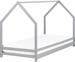 Beliani Łóżko dziecięce domek drewniane 90 x 200 cm szare APPY
