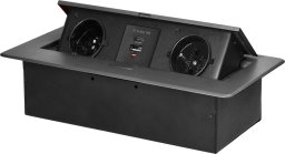Orno Gniazdo meblowe Orno OR-GM-9034/GR wpuszczane w blat z płaskim frezowanym rantem i ładowarką USB, 2x2P+Z, 2xUSB (typ A+C; 3,6A), grafitowe