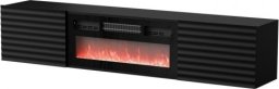 Cama Meble Szafka RTV TULA 183x35x37 czarny mat + czarny kominek