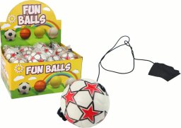 LeanToys Piłka Nożna PU Na Gumce Jojo Do Odbijania 6 cm Biała Gwiazdki