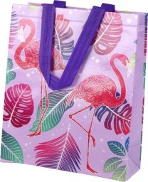 LeanToys Torba Prezentowa Flamingi Fioletowa 30,5cm x 24,5cm x 10cm