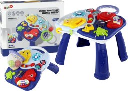 LeanToys Stolik Edukacyjny 2w1 Zwierzęta Morskie Pianinko Zegar Kosz Piłki