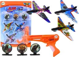 LeanToys Pistolet Wyrzutnia Samolotów 3 Samoloty 3 Tarcze Pomarańczowy