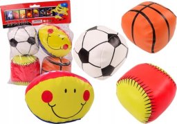LeanToys Miękkie Piłki Sportowe Koszykówka Rugby Piłka Nożna Baseball Zestaw 4ele.