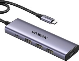 HUB USB Ugreen Hub USB-C Ugreen CM511, HDMI 4K 60Hz, 3x USB 3.0 5Gbps, PD 100W (srebrny)
