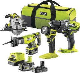 Zestaw elektronarzędzi Ryobi RCK184-252S RYOBI ZESTAW RCK184A-252S: WIERTARKO-WKRĘTARKA R18DD3 WYRZYNARKA R18JS PILARKA RWSL1801 RYOBI
