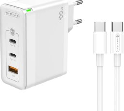 Ładowarka Jellico Ładowarka Sieciowa GaN 100W 1x QC3.0 USB + 2x PD USB-C C118 + Kabel USB-C - USB-C białe