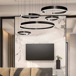 Lampa wisząca Syntron Lampa wisząca czarna 5 okręgów 264W DL-I02 + Pilot