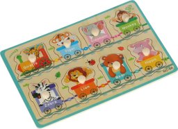 KIK Puzzle drewniane układanka zwierzątka zoo w pociągu