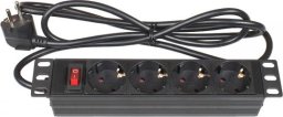 Listwa zasilająca Alcasa GC-N0103 rozdzielacz zasilania PDU 4 x gniazdo sieciowe 1U Czarny