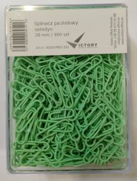 Victory Office Product Spinacze okrągłe 28mm VICTORY OFFICE PRODUCTS 6028KP800-151 pastelowe seledynowe metalowepowlekane w pojemniku plastikowym 800szt
