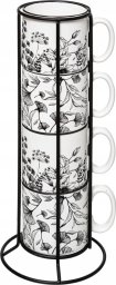 Secret de Gourmet Filiżanki ceramiczne na stojaku FLORAL, 240 ml, 4 sztuki