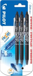 Pilot Długopisy kulkowe FriXion Ball Clicker, średnia końcówka 0,7 mm, czarne, 3 szt.