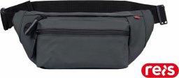 R.E.I.S. MINIBAG - solidna pojemna wodoodporna saszetka z otworem na słuchaki 3 kieszenie elementy odblaskowe pasek 50-104cm saszetka 30x15cm - ciemnoszary