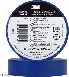 3M 3M-TASIZO-155 - Winylowa taśma elektroizolacyjna 3M Temflex 155 - niebieski