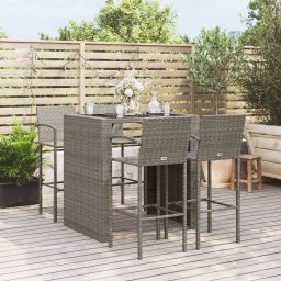 vidaXL VidaXL 5 Piece Patio Bar Set Gray Poly Rattan