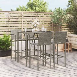vidaXL VidaXL 5 Piece Patio Bar Set Gray Poly Rattan
