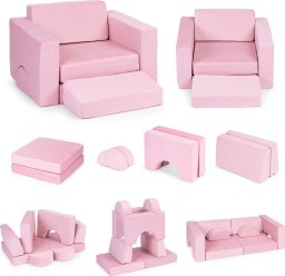 Ecotoys Fotel modułowy dla dzieci DIY 8 miękkich poduch składany - rożowy ECOTOYS