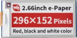 Waveshare Wyświetlacz E-paper E-Ink - 2,66'' 296x152px - SPI - czarno-biało-czerwony - do Raspberry Pi Pico - Waveshare 20053}
