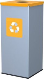 GSG24 Metalowy kosz do segregacji śmieci 30x30x70cm 60L Plastik pokrywa żółta
