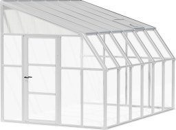 vidaXL Rion Plastikowa szklarnia przyścienna Sun Room 46 Biały 384x258x266cm