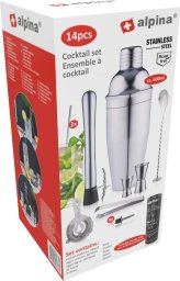Alpina ZESTAW BARMAŃSKI 14 ELEMENTÓW SHAKER DO DRINKÓW SZCZYPCE ALPINA