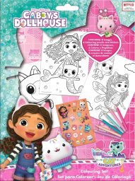 Kids Euroswan Zestaw do kolorowania + 6 kredek + naklejki Koci Domek Gabi. Gabby's Dollhouse GD00082