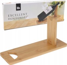 Excellent Houseware Stojak na wino drewniany, na jedną butelkę, 30 x 10,5 x 14 cm