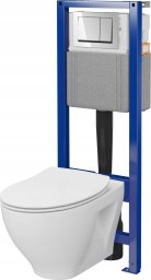 Zestaw podtynkowy Cersanit Savio Clean On, Stelaż 40, Deska slim, duroplast, wolnoopadająca, łatwe wypinanie, przycisk chrom błysk (S701-828)