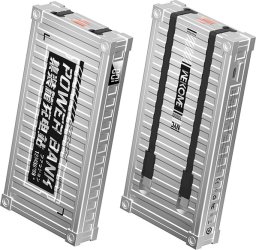 Powerbank Wekome WEKOME WP-339 Container Series - Power bank 10000 mAh Super Charging z wbudowanym kablem USB-C & Lightning PD 20W + QC 22.5W (Srebrny)