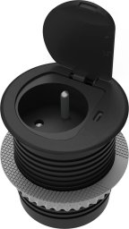 Orno Gniazdo meblowe ?6cm wpuszczane w blat z pokrywką, ładowarką USB i przewodem 1,9m, 1x2P+Z (French), 1xUSB (typ C; 20W), czarne