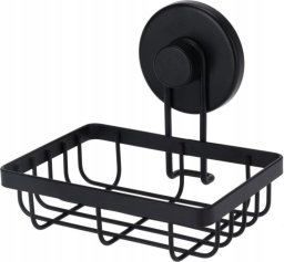 Bathroom Solutions Koszyk łazienkowy na mydło w kostce, na przyssawki, czarny, 13,4 x 11,5 x 11,5 cm