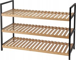 Storage Solutions Półka na buty, 3 poziomy, bambus i metalowy stelaż, 70 x 30 x 48,5 cm