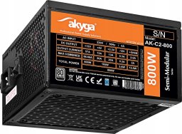 Zasilacz Akyga AKYGA Zasilacz ATX 800W AK-C2-800 Semi-Modular P4+4 2x PCI-E 6+2 pin 6x SATA 3x Molex FAN 12cm