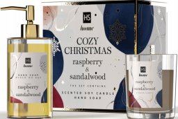 HiSkin HISKIN_SET Cozy Christmas mydło do rąk Malina i Drzewo Sandałowe 250ml + świeca Malina i Drzewo Sandałowe 150g