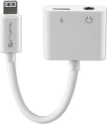 4smarts Kabel Audio Ładowanie Splitter Lightning - Lightning + 3.5mm AUX biały/white 468673