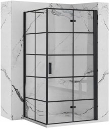 Alkotest REA-K6963 / REA / MOLIER / DRZWI PRYSZNICOWE SKŁADANE BLACK KRATKA 100X190 UNIWER. TRANSPARENT /