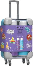 Alkotest HISKIN_SET Travel Mini Walizka mydło do rąk 75ml + krem do rąk 75ml Fioletowa