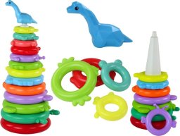LeanToys Piramidka Żyrafa Układanka 13 Kółek Kolorowa 43cm x 18cm x 18cm